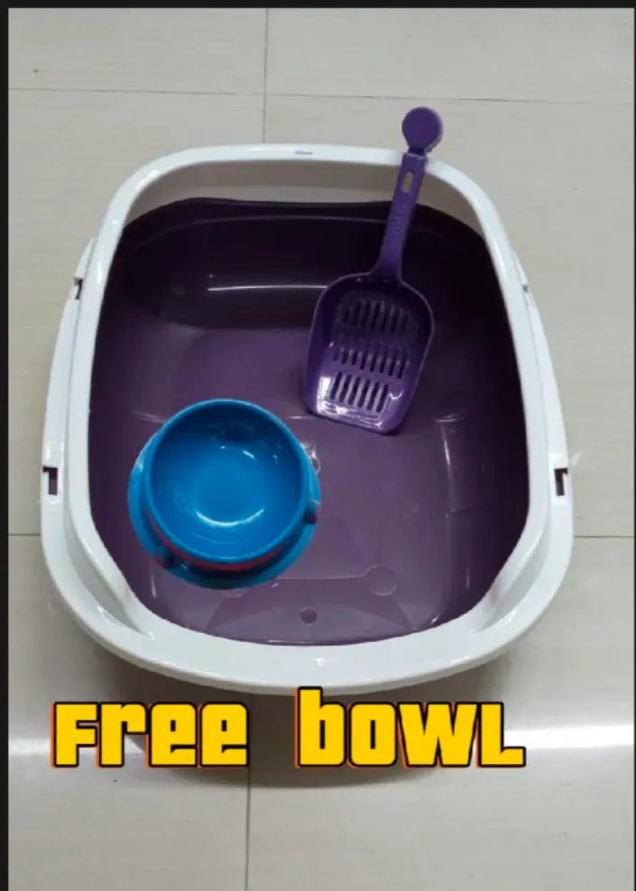 Cat Litter Box with Scoop & Free Bowl pet accessories